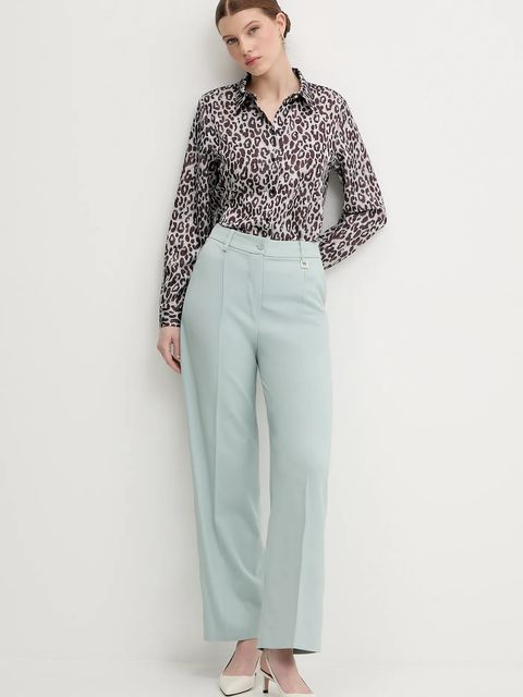 Joop! spodnie damskie kolor turkusowy szerokie medium waist 30100443