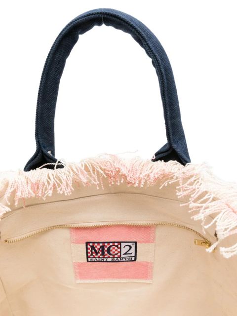 MC2 Saint Barth Vanity fringed striped tote bag - Pink