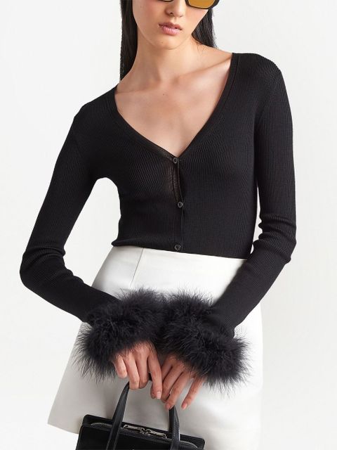 Prada ribbed-knit silk cardigan - Black