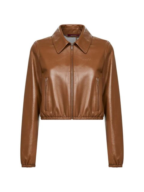 Gucci embossed-logo leather jacket - Brown - zdjęcie produktu nr 1