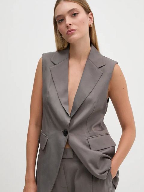 Sisley marynarka kolor szary jednorzędowa 2TKDLJ00M