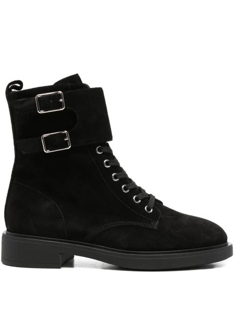 Gianvito Rossi 35mm Ripley double-buckle suede boots - Black - zdjęcie produktu nr 1