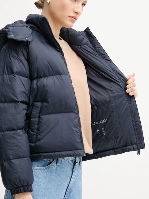 Calvin Klein Jeans kurtka puchowa kolor granatowy zimowa oversize LV047D501G