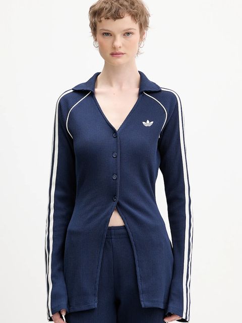 adidas Originals koszula damska kolor granatowy regular z kołnierzykiem klasycznym KS7811 - zdjęcie produktu nr 1