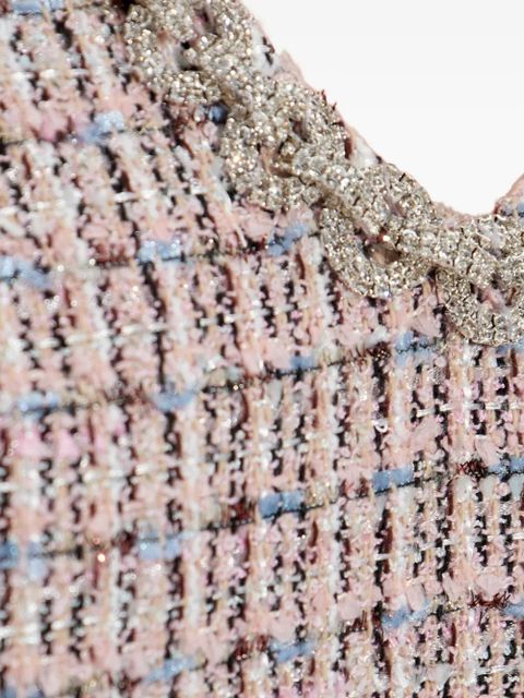 Self-Portrait embellished fur-trimmed dress - Pink