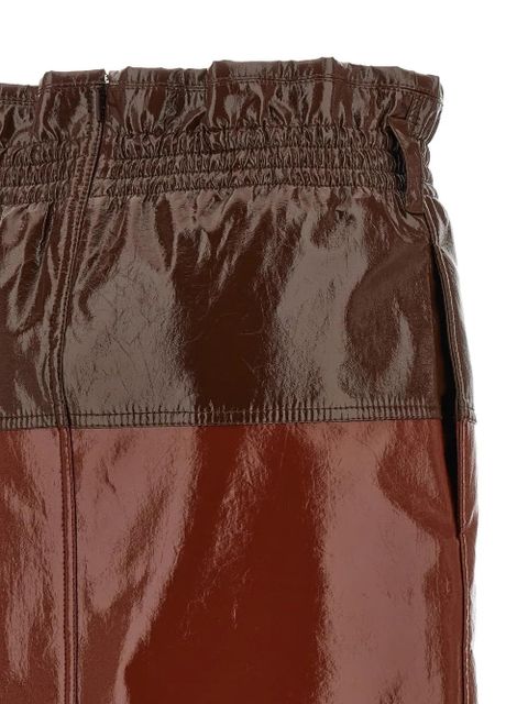 Saint Laurent colourblock paper-bag skirt - Brown