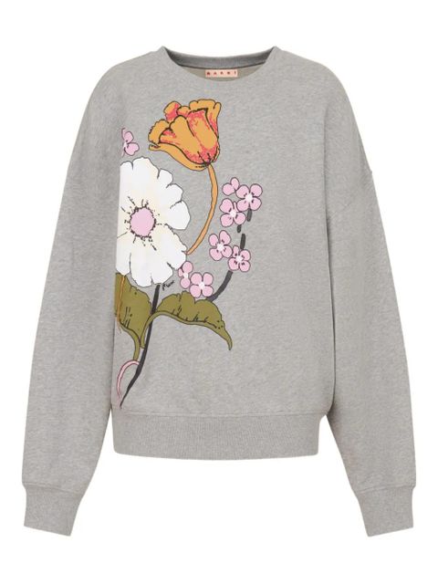 Marni floral-print ribbed sweatshirt - Grey - zdjęcie produktu nr 1