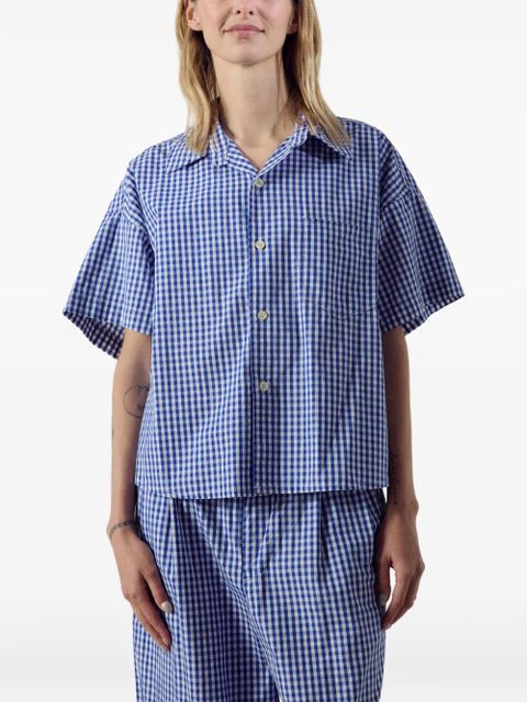 American Vintage gingham-check short-sleeve shirt - Blue