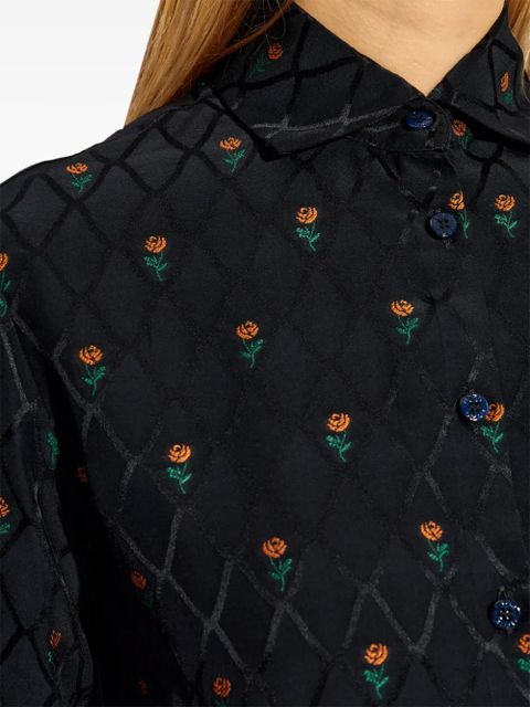 ETRO floral diamond grid shirt - Blue