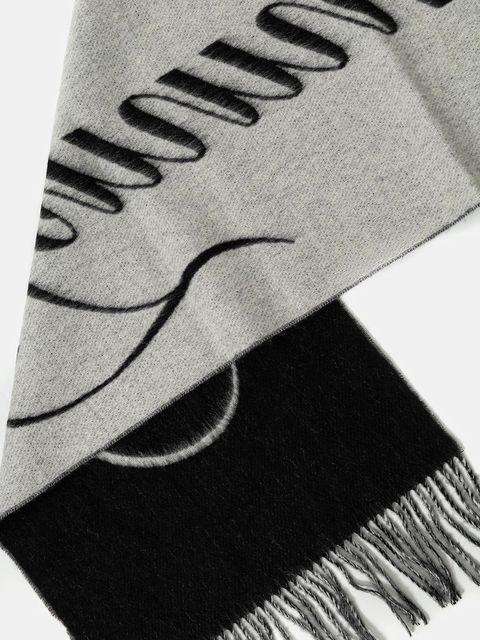 Tommy Hilfiger szalik wełniany damski kolor czarny wzorzysty AW0AW17786 - zdjęcie produktu nr 2