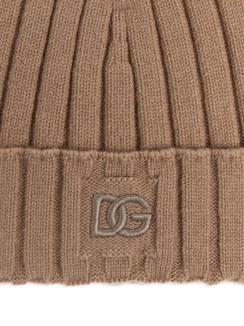Dolce & Gabbana ribbed logo beanie - Neutrals