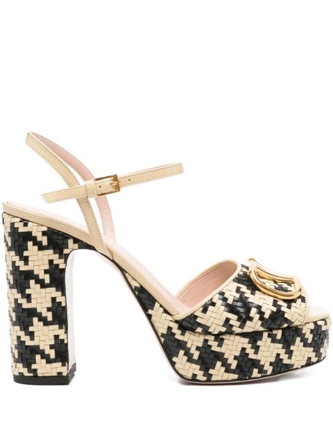 Valentino Garavani 115mm houndstooth platform heeled sandals - Neutrals - zdjęcie produktu nr 1