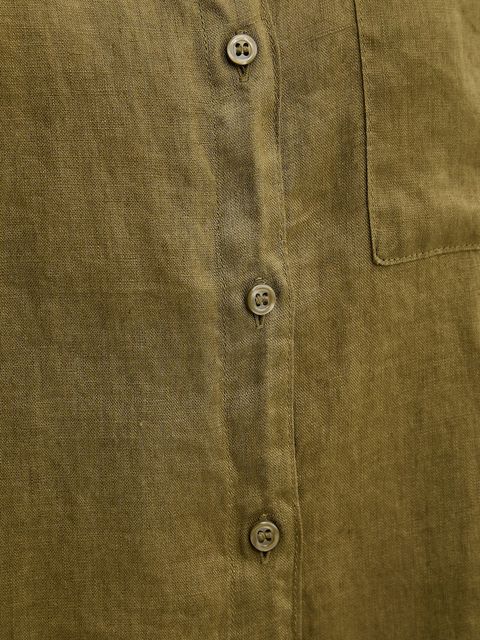 Sisley koszula lniana kolor zielony relaxed z kołnierzykiem klasycznym 5BMLLQ06S