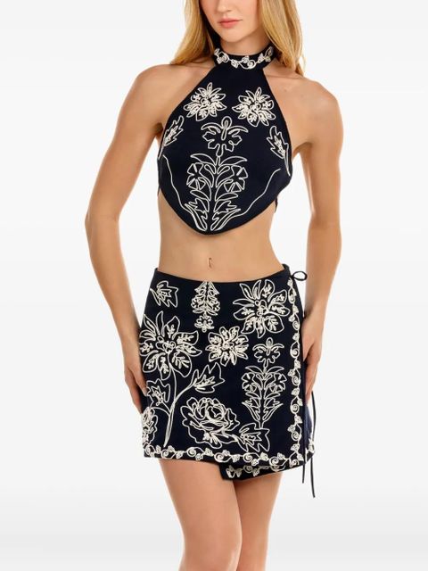 Agua By Agua Bendita Elay embroidered halter-neck top - Blue