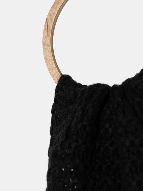 Moschino szalik z wełną damski kolor czarny z aplikacją M3354 30817 - zdjęcie produktu nr 2