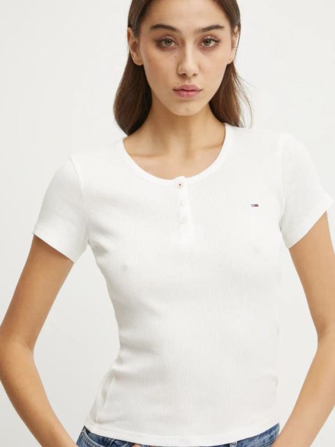 Tommy Jeans t-shirt bawełniany damski kolor biały DW0DW19502