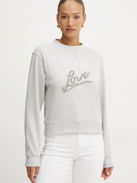 Guess bluza damska kolor szary z aplikacją W5RQ04 KB683