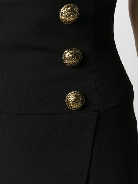 Balmain short high-waist buttoned wrap skirt - Black