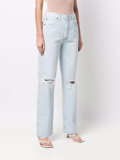 RE/DONE wide-leg distressed jeans - Blue