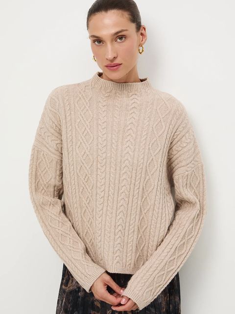 Medicine sweter damski kolor beżowy z półgolfem - zdjęcie produktu nr 1