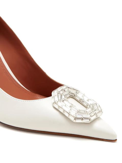 Amina Muaddi Camelia crystal-embellishment pumps - White