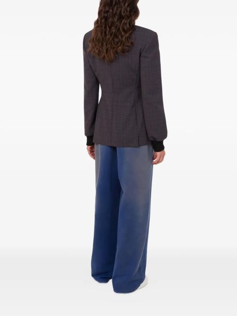 Moschino checked-pattern zip-up coat - Grey