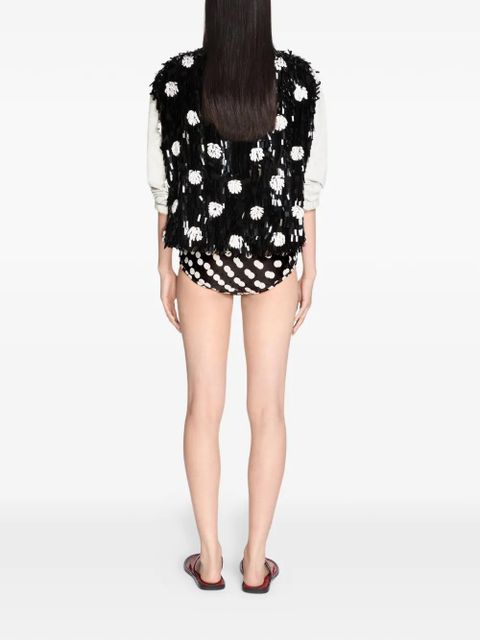 DRIES VAN NOTEN embroidered polka-dot silk top - Black