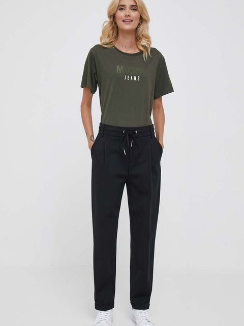 United Colors of Benetton spodnie damskie kolor czarny dopasowane high waist