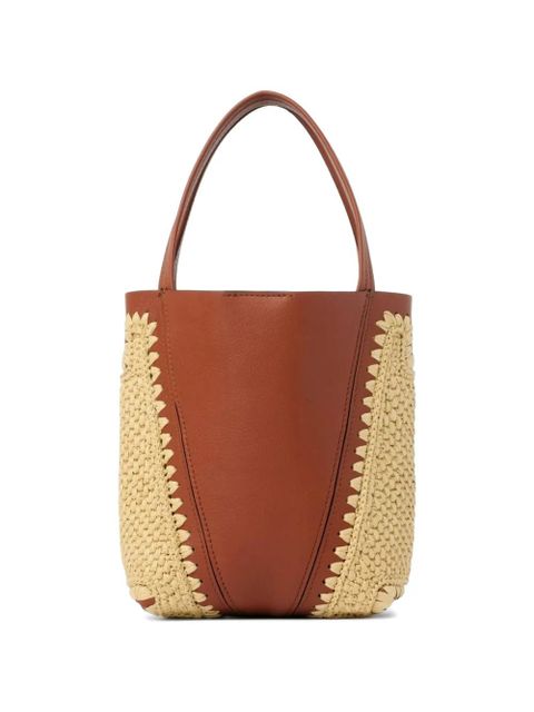 Chloé small Chloé Spin woven-pannels charm-detail bucket bag - Brown
