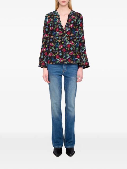 Zadig&Voltaire Torny V-neck floral blouse - Black
