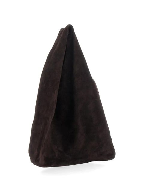 The Row Bindle Small suede shoulder bag - Brown