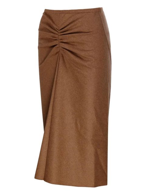 Victoria Beckham gathered-front midi skirt - Brown