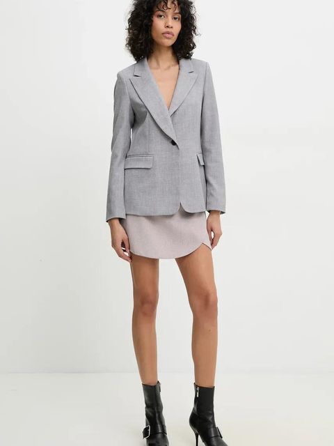 Answear.LAB marynarka kolor szary jednorzędowa gładka