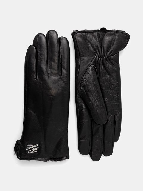 Karl Lagerfeld rękawiczki skórzane K/AUTOGRAPH damskie kolor czarny A4W33017