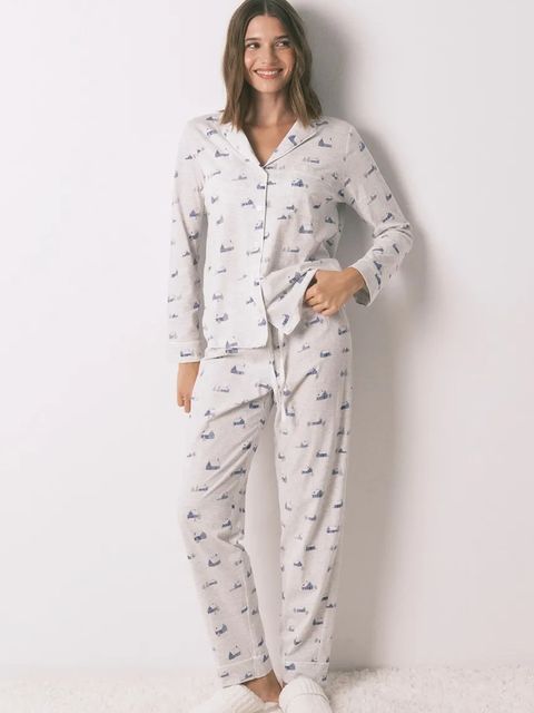 women'secret komplet piżamowy z bawełną damska kolor szary 3592441 - zdjęcie produktu nr 1