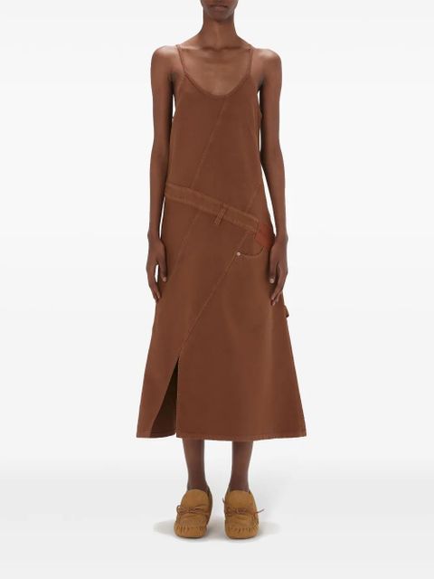 JW Anderson logo-appliqué midi dress - Brown