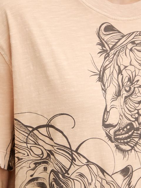 Guess t-shirt bawełniany damski kolor beżowy W5YI09 K6XN4