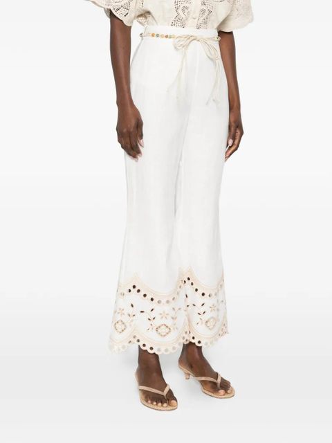 ZIMMERMANN Wanderlust beaded embroidered trousers - White