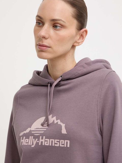 Helly Hansen bluza NORD GRAPHIC damska kolor fioletowy z kapturem 62981 - zdjęcie produktu nr 1