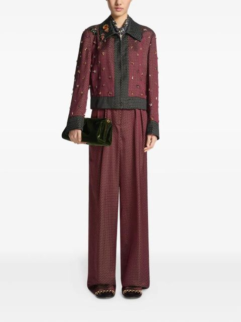 DRIES VAN NOTEN jacquard cropped jacket - Red