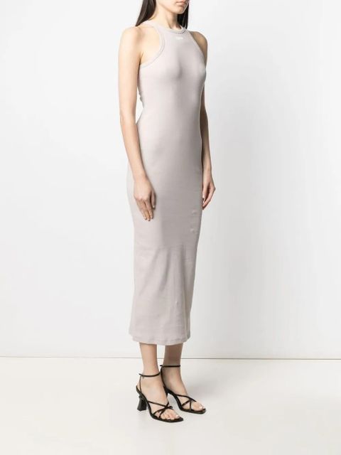 Off-White logo print ribbed jersey dress - Neutrals