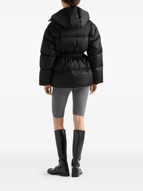 Prada hooded belted puffer jacket - Black