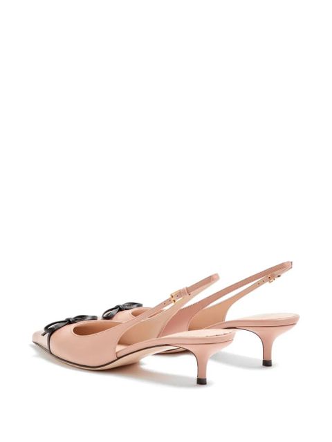 Valentino Garavani Bepointy slingback pumps in patent leather and kidskin 45mm - Neutrals