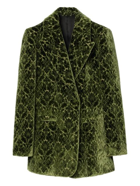 Burberry velvet-effect peak-lapel blazer - Green - zdjęcie produktu nr 1