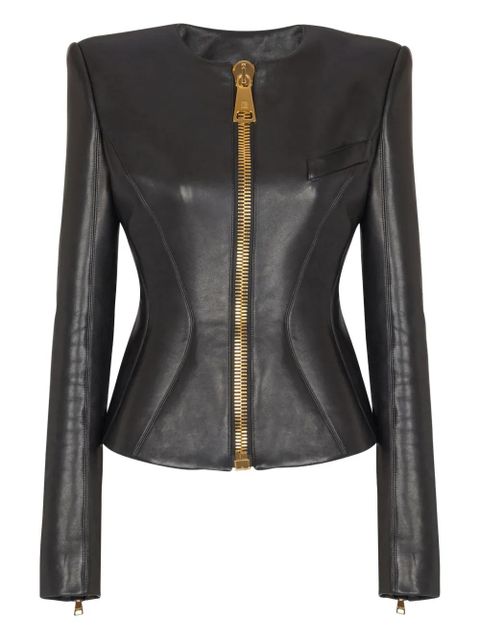 Balmain peplum zip-front jacket - Black - zdjęcie produktu nr 1