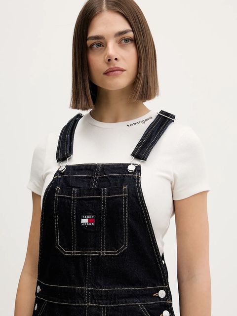 Tommy Jeans sukienka bawełniana kolor granatowy mini prosta DW0DW22555