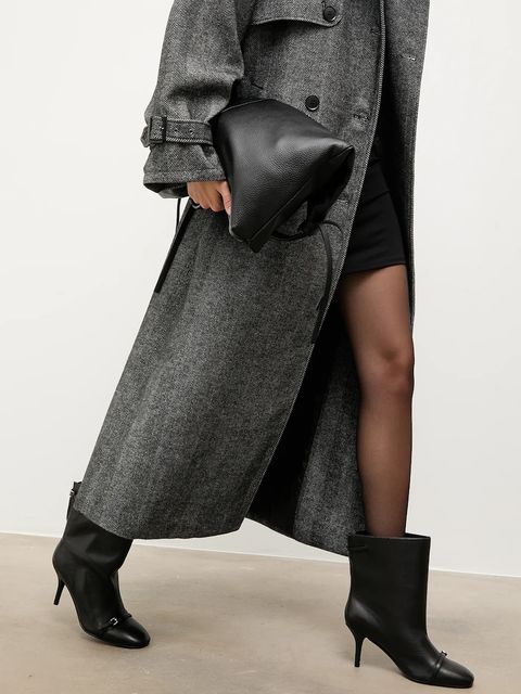 Answear.LAB botki skórzane kolor czarny na szpilce - zdjęcie produktu nr 1