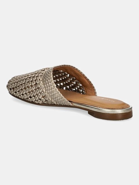 Tommy Hilfiger klapki CROCHET METALLIC LEATHER MULE damskie kolor złoty FW0FW08606 - zdjęcie produktu nr 2