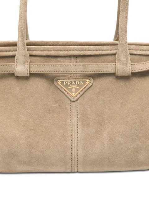 Prada medium Bonnie suede tote bag - Neutrals