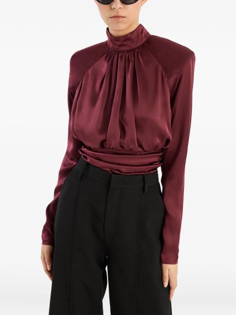 ROTATE BIRGER CHRISTENSEN ruched mock-neck top - Red